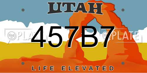 457B7 Utah License Plate