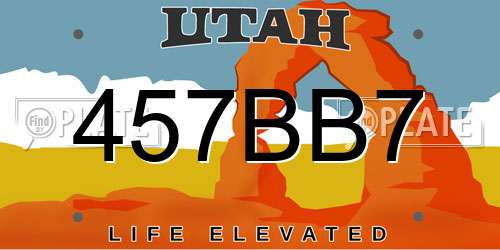 457BB7 Utah License Plate