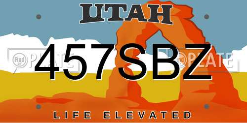 457SBZ Utah License Plate