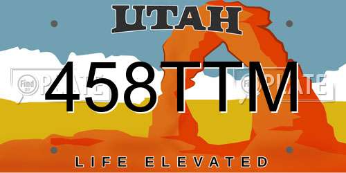 458TTM Utah License Plate