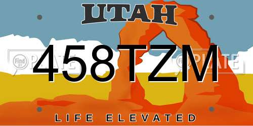 458TZM Utah License Plate