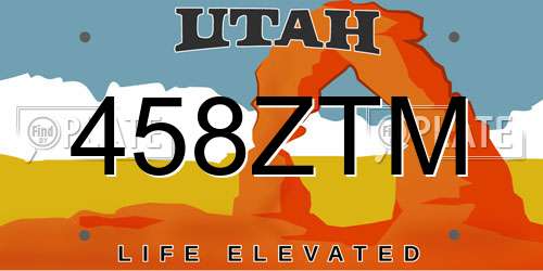 458ZTM Utah License Plate