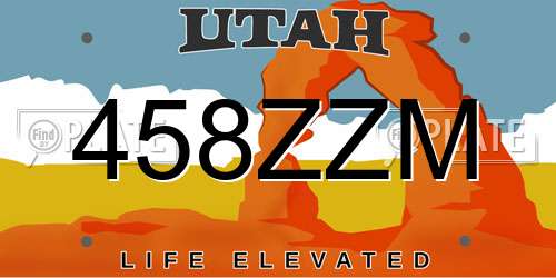 458ZZM Utah License Plate