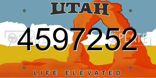 4597252 Utah License Plate