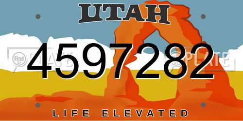 4597282 Utah License Plate