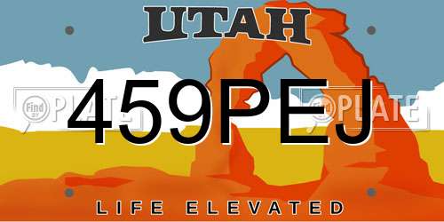 459PEJ Utah License Plate