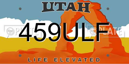 459ULF Utah License Plate