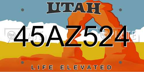 45AZ524 Utah License Plate
