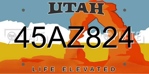 45AZ824 Utah License Plate
