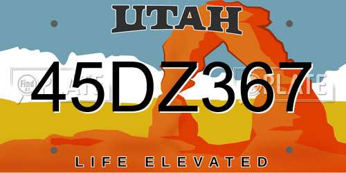 45DZ367 Utah License Plate