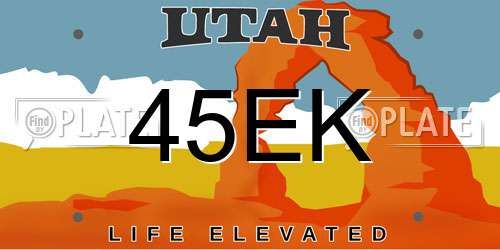 45EK Utah License Plate