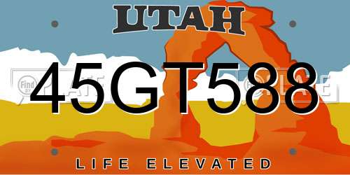 45GT588 Utah License Plate