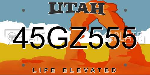 45GZ555 Utah License Plate