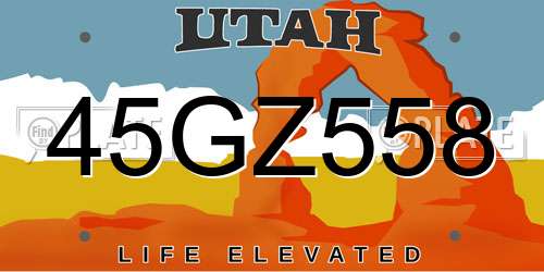 45GZ558 Utah License Plate