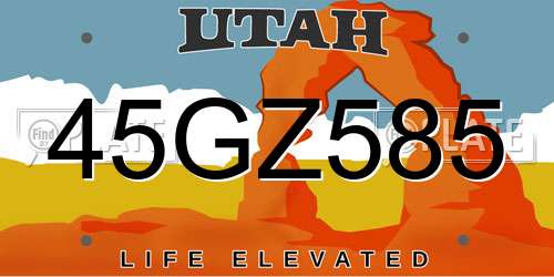 45GZ585 Utah License Plate