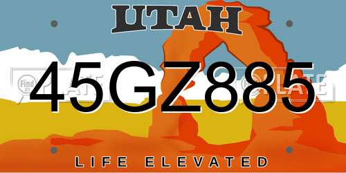 45GZ885 Utah License Plate