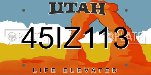 45IZ113 Utah License Plate
