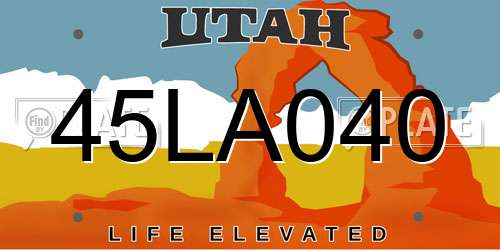45LA040 Utah License Plate