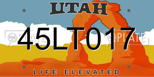 45LT017 Utah License Plate