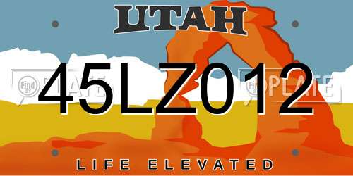 45LZ012 Utah License Plate