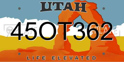 45OT362 Utah License Plate