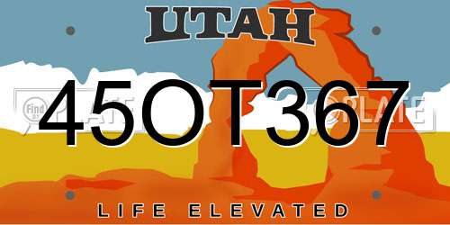 45OT367 Utah License Plate
