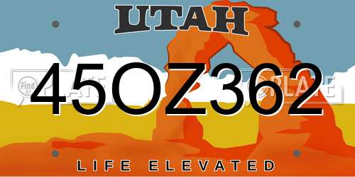 45OZ362 Utah License Plate