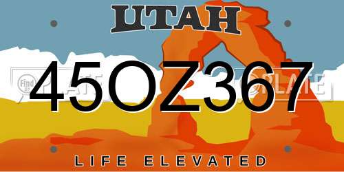 45OZ367 Utah License Plate