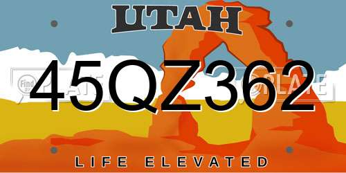 45QZ362 Utah License Plate