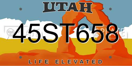 45ST658 Utah License Plate