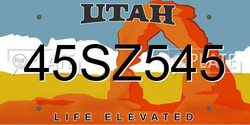 45SZ545 Utah License Plate