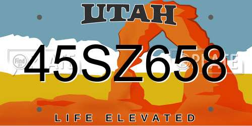 45SZ658 Utah License Plate