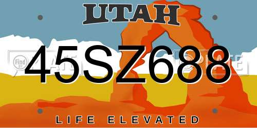 45SZ688 Utah License Plate