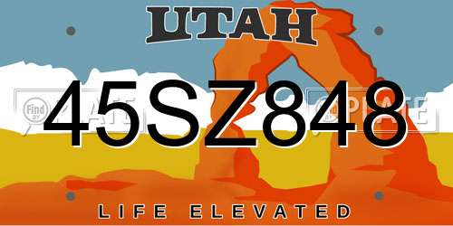 45SZ848 Utah License Plate