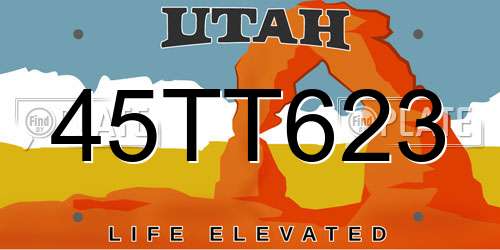 45TT623 Utah License Plate