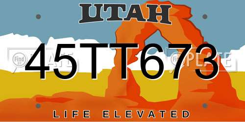 45TT673 Utah License Plate
