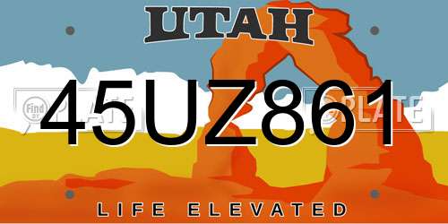 45UZ861 Utah License Plate