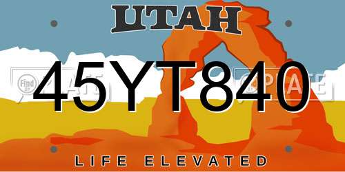 45YT840 Utah License Plate