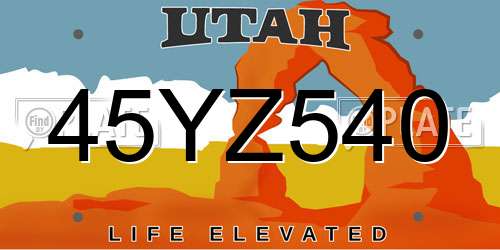 45YZ540 Utah License Plate