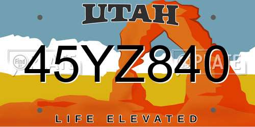 45YZ840 Utah License Plate