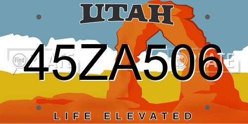 45ZA506 Utah License Plate