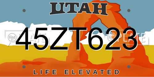 45ZT623 Utah License Plate