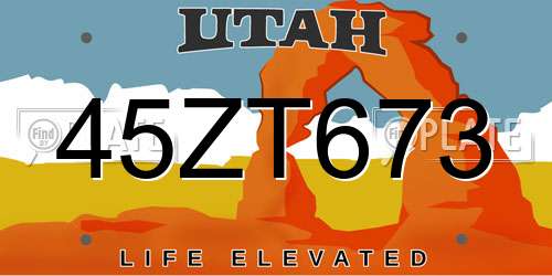 45ZT673 Utah License Plate