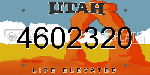 4602320 Utah License Plate