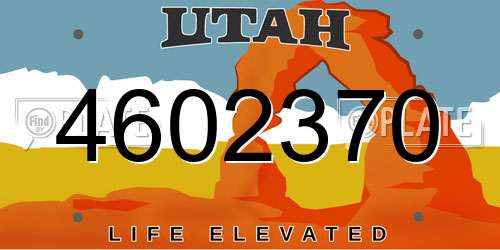 4602370 Utah License Plate