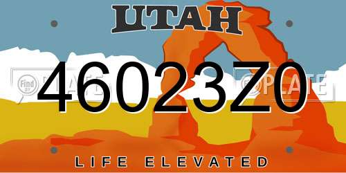 46023Z0 Utah License Plate