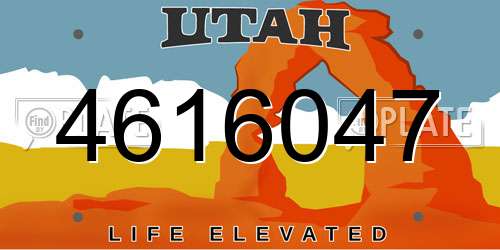 4616047 Utah License Plate