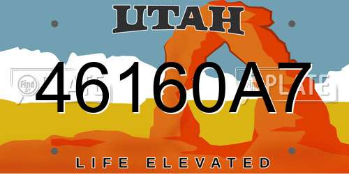 46160A7 Utah License Plate