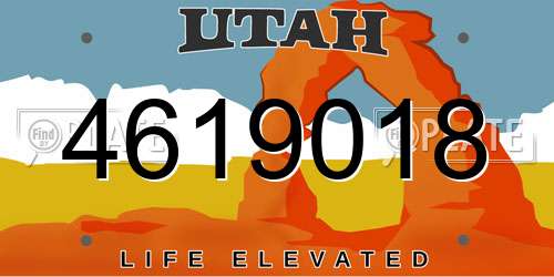 4619018 Utah License Plate
