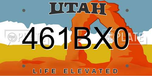 461BX0 Utah License Plate